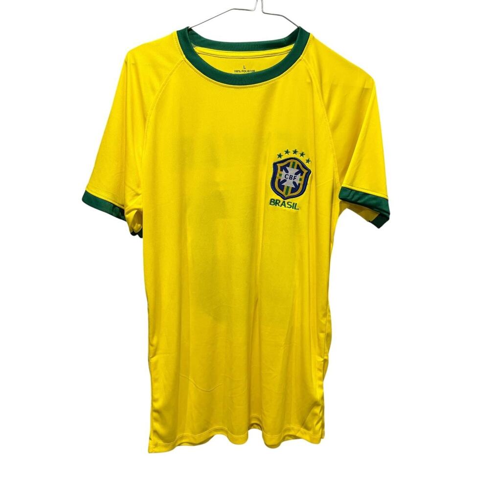 Brazil Neymar 10 Jersey Large Yellow Green CBF Brasil Soccer Original Shirt